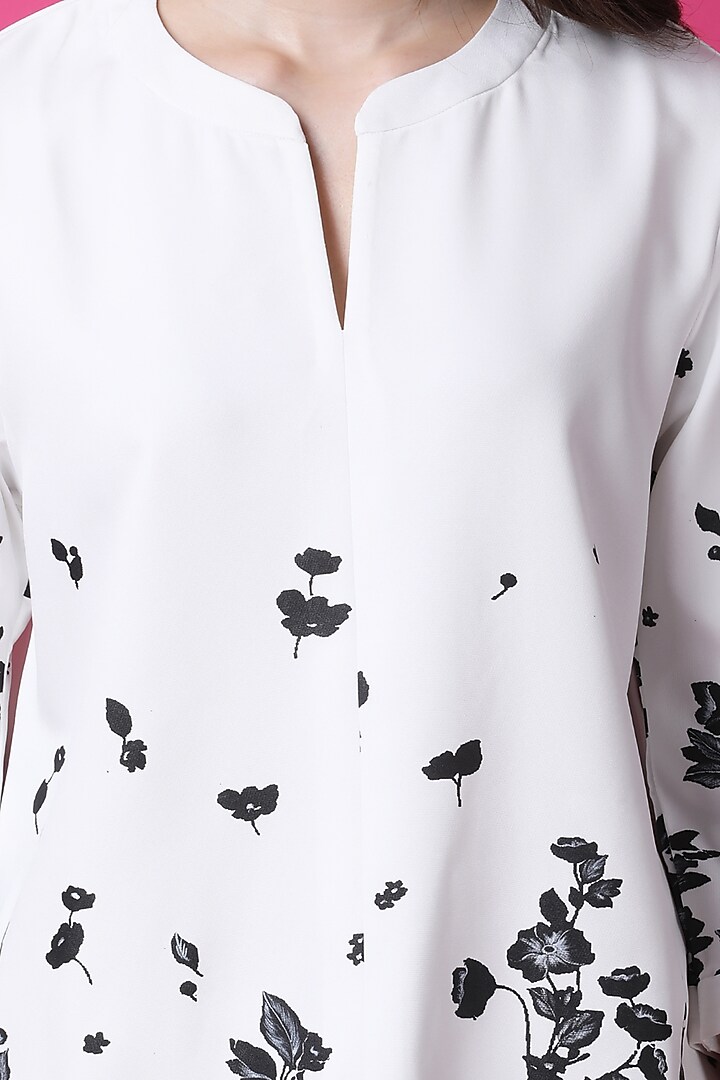 White Luxury Crepe Floral Hand Painted Co-Ord Set by Manish Nagdeo at Pernia's Pop Up Shop