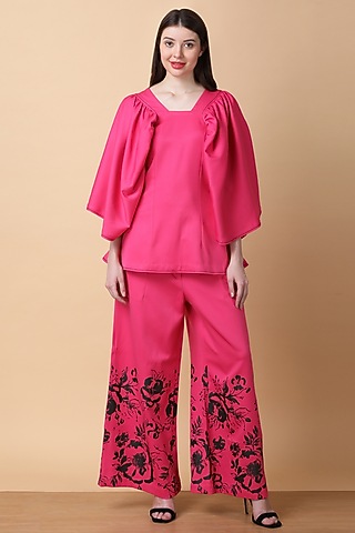 Hot Pink Luxury Crepe Co-Ord Set by Manish Nagdeo