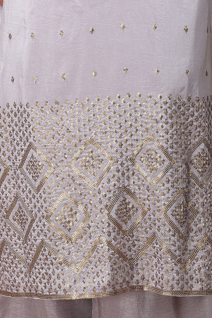 Lilac Bamboo Muslin Sequins Embroidered Kurta Set by Manish Nagdeo at Pernia's Pop Up Shop