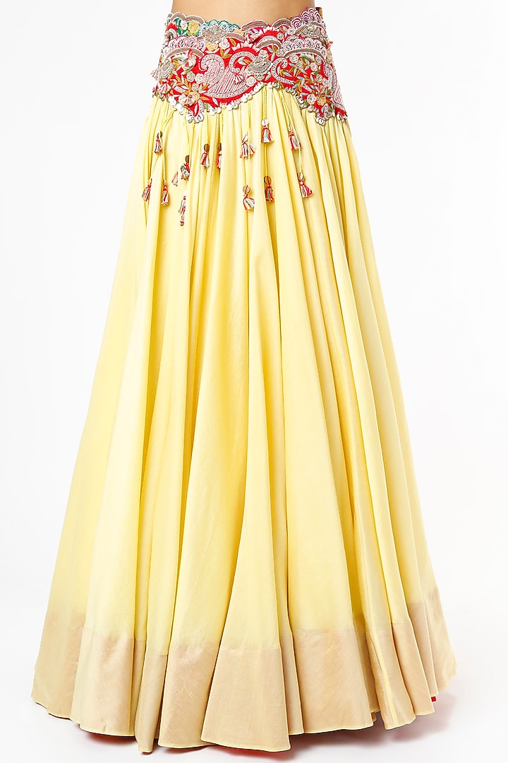 Yellow Organza Cape Set by Minaxi Dadoo at Pernia's Pop Up Shop