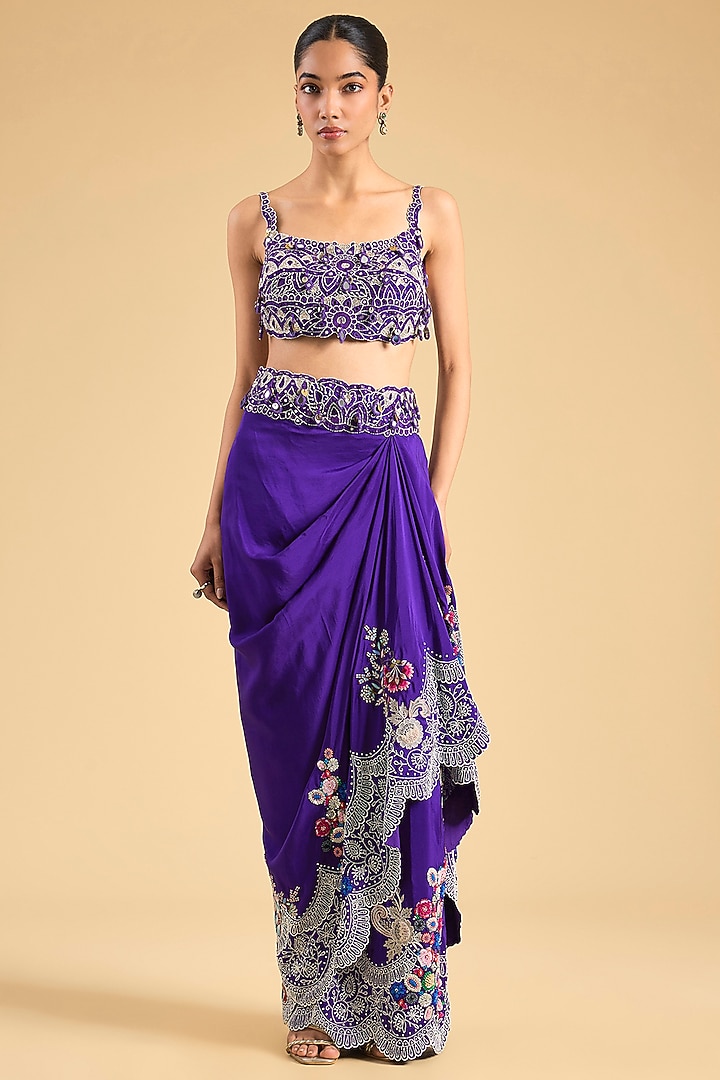 Purple Dupion Cape Set by Minaxi Dadoo at Pernia's Pop Up Shop