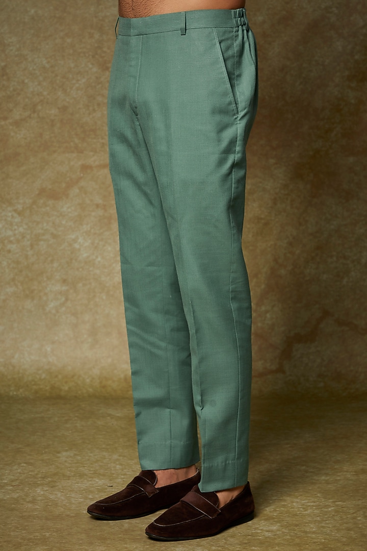 Jade Green Silk Printed & Embroidered Indo-Western Set by Manish Nagdeo Men at Pernia's Pop Up Shop