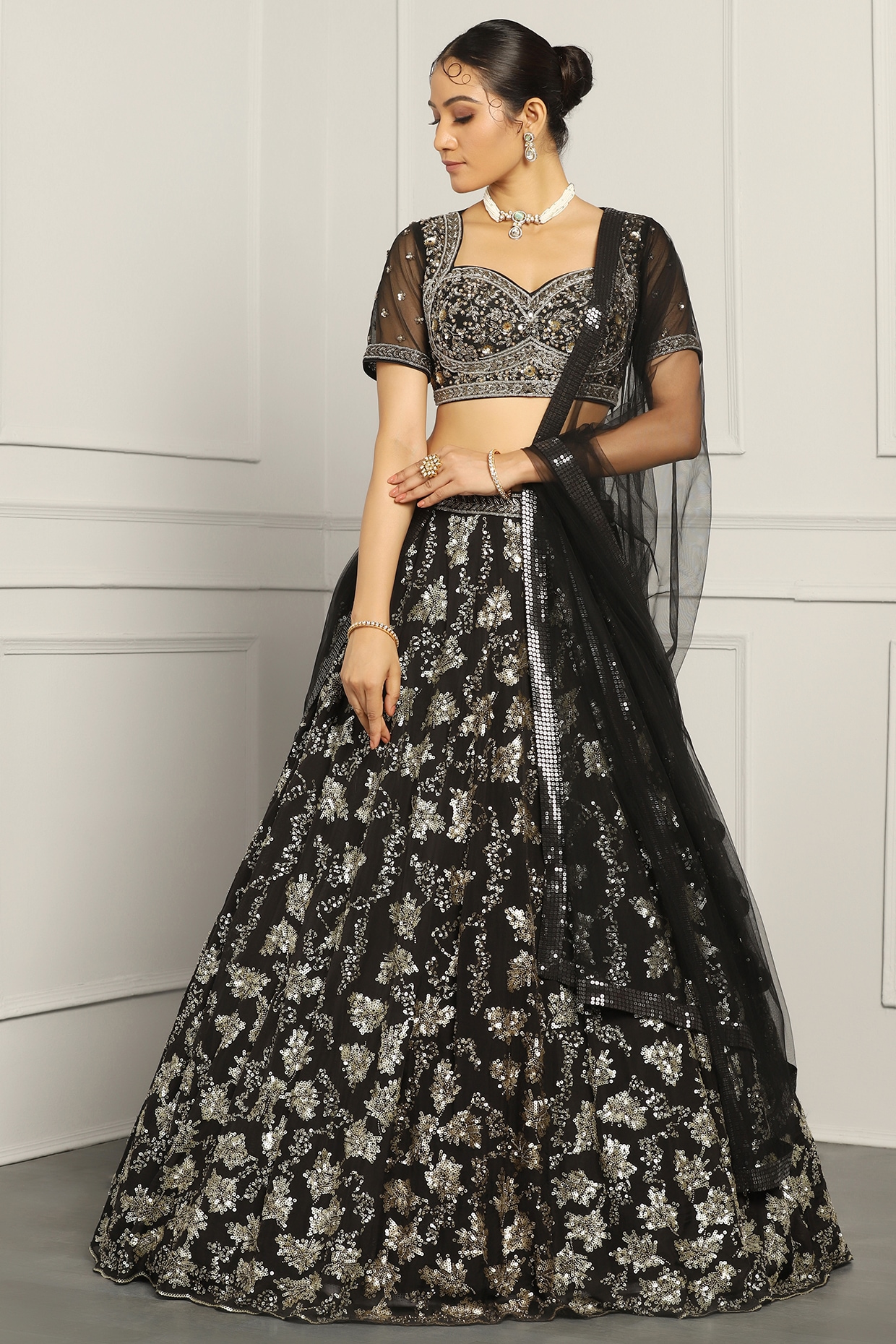 Buy Aparejar Women Black, Pink Embellished, Printed, Self Design, Digital  Print Silk Blend Semi Stitched Lehenga Choli Online at Best Prices in India  - JioMart.