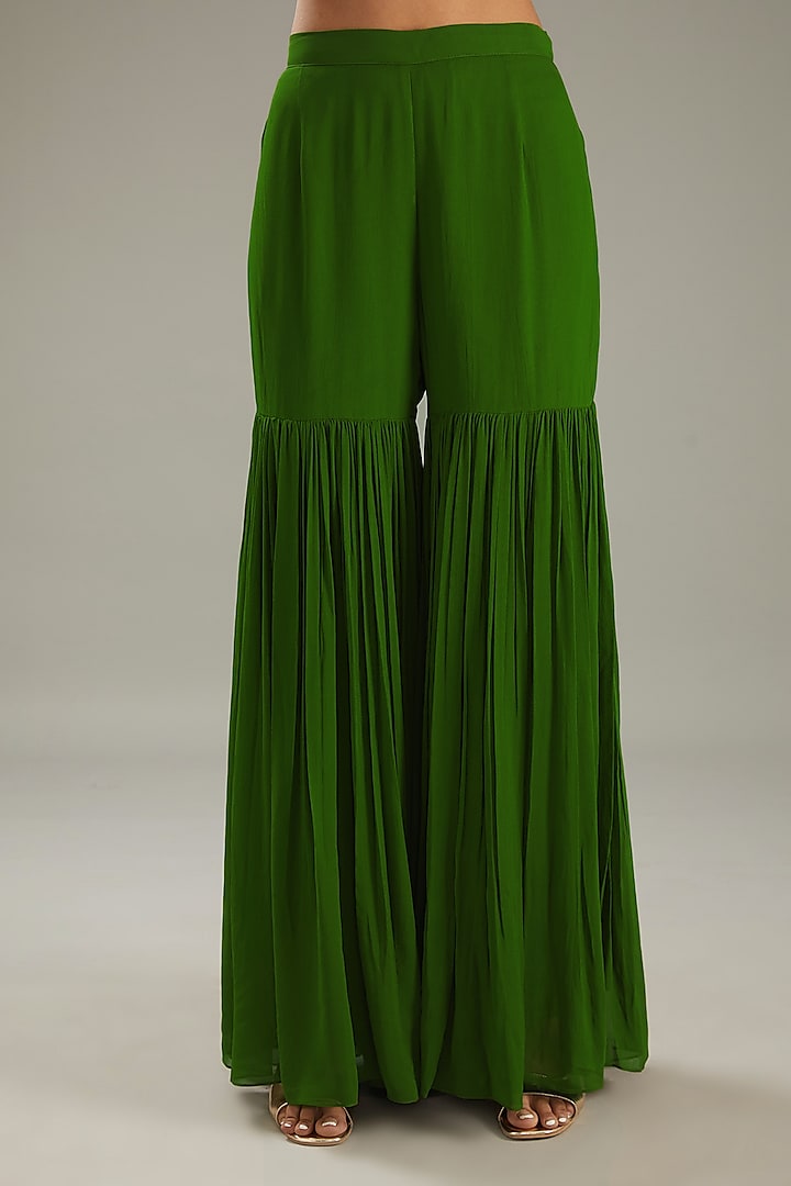 Green Georgette Party Wear Sharara Set by MeenaGurnam at Pernia's Pop Up Shop