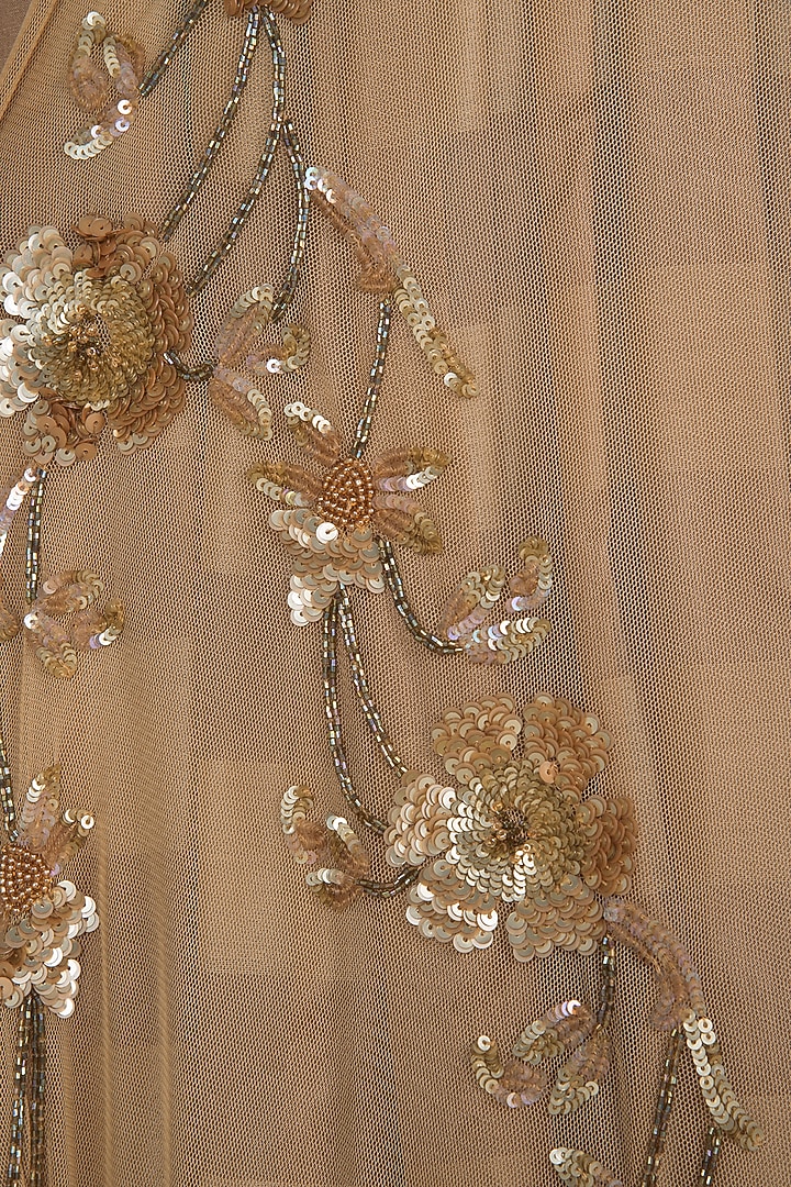Gold sequins embroidered saree set available only at Pernia's Pop Up Shop.