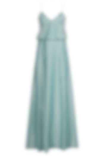 Aqua blue anarkali gown with embellished dupatta available only at Pernia's Pop Up Shop.