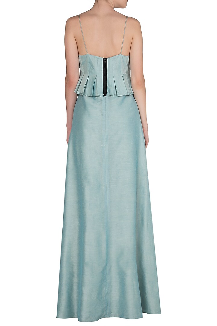 Aqua blue anarkali gown with embellished dupatta available only at Pernia's Pop Up Shop.