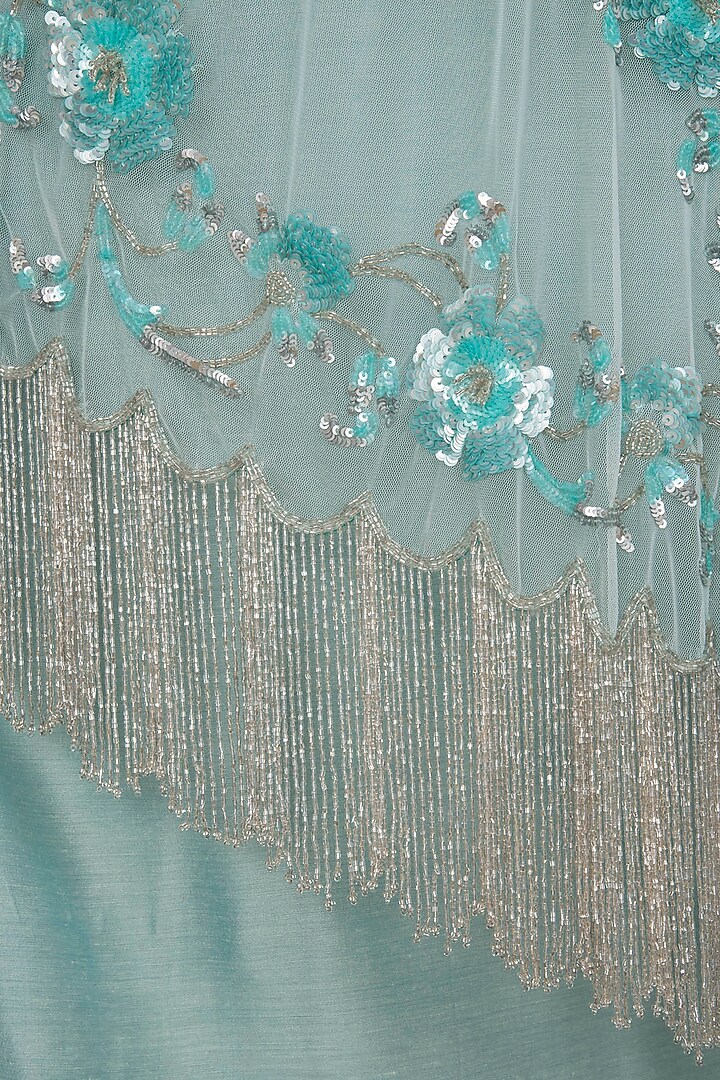 Aqua blue anarkali gown with embellished dupatta available only at Pernia's Pop Up Shop.