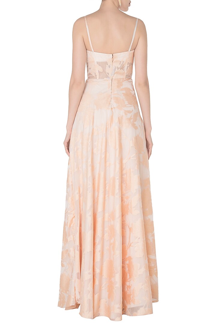Salmon pink embossed gown available only at Pernia's Pop Up Shop.