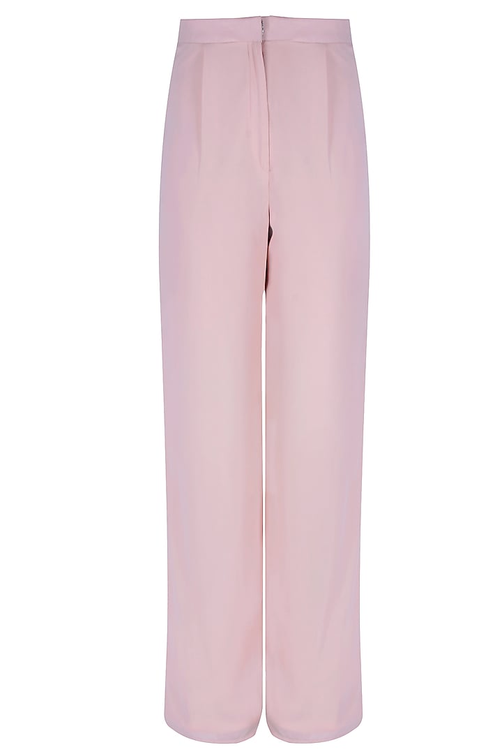Nude high low panelled shirt and flared pants set available only at Pernia's Pop Up Shop.