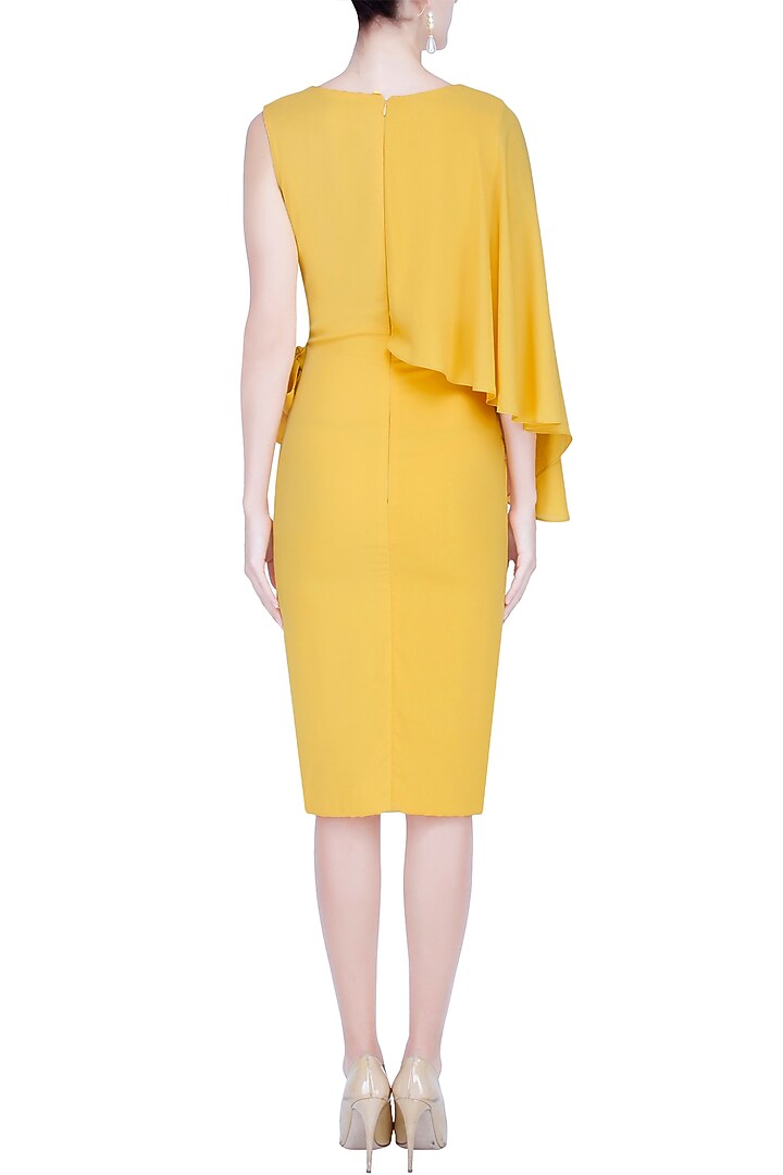 Mustard yellow cape tie up dress available only at Pernia's Pop Up Shop.