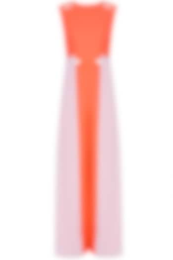 Orange and powder pink panelled colorblock jumpsuit available only at Pernia's Pop Up Shop.