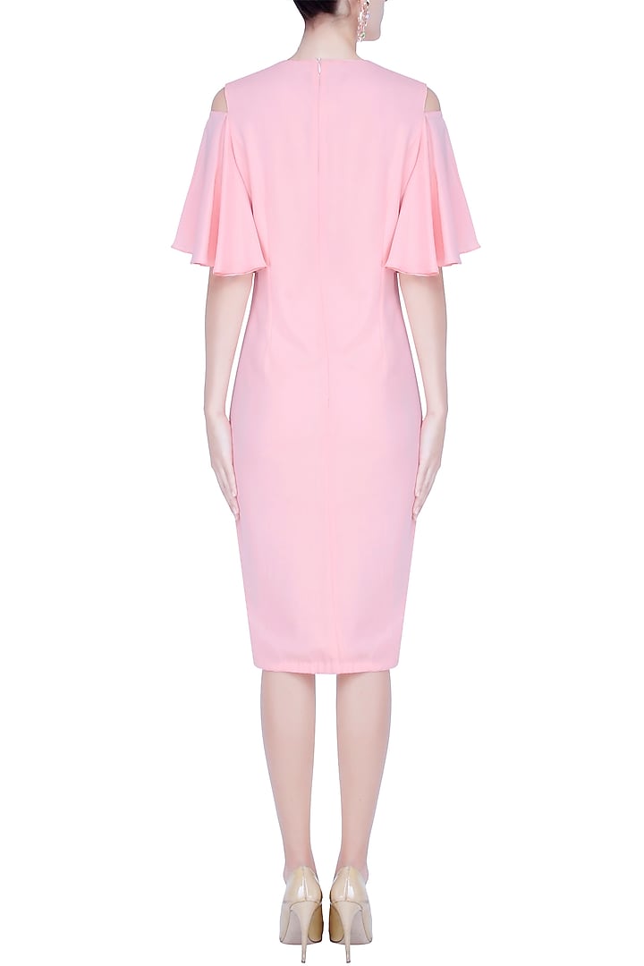 Blush pink cold shoulder flared sleeve dress available only at Pernia's Pop Up Shop.