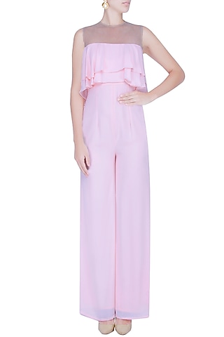 Powder Pink Double Tiered Jumpsuit by Manika Nanda