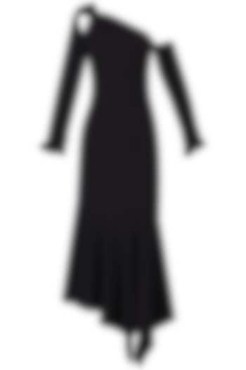 Black High Low One Shoulder Dress by Manika Nanda