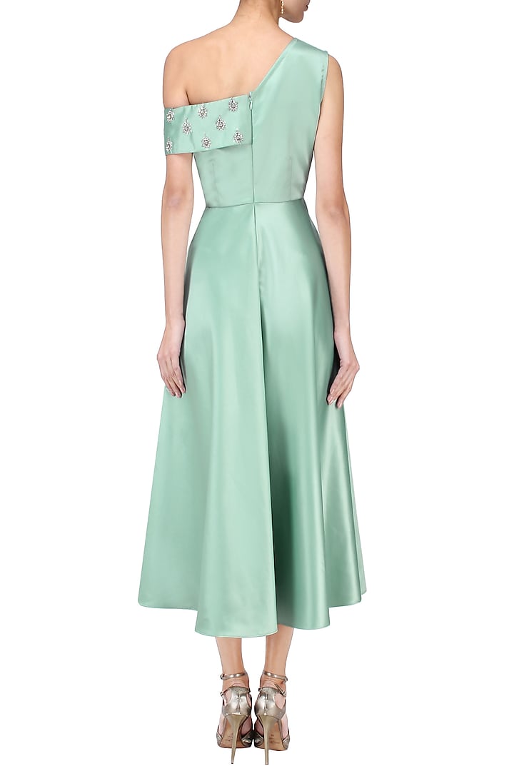 Tiffany green one shoulder midi dress available only at Pernia's Pop Up  Shop. 2026