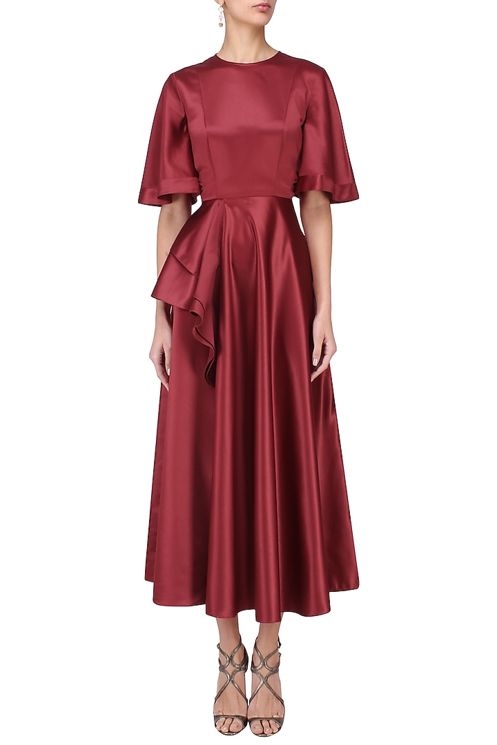 Barn red retro midi dress available only at Pernia's Pop Up Shop.