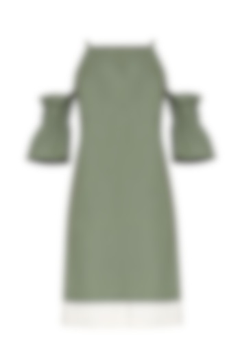 Laurel Green Cold Shoulder Mini Dress by Manika Nanda