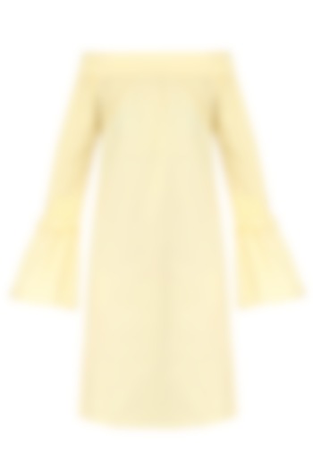 Lemon Yellow Off-Shoulder Mini Dress by Manika Nanda