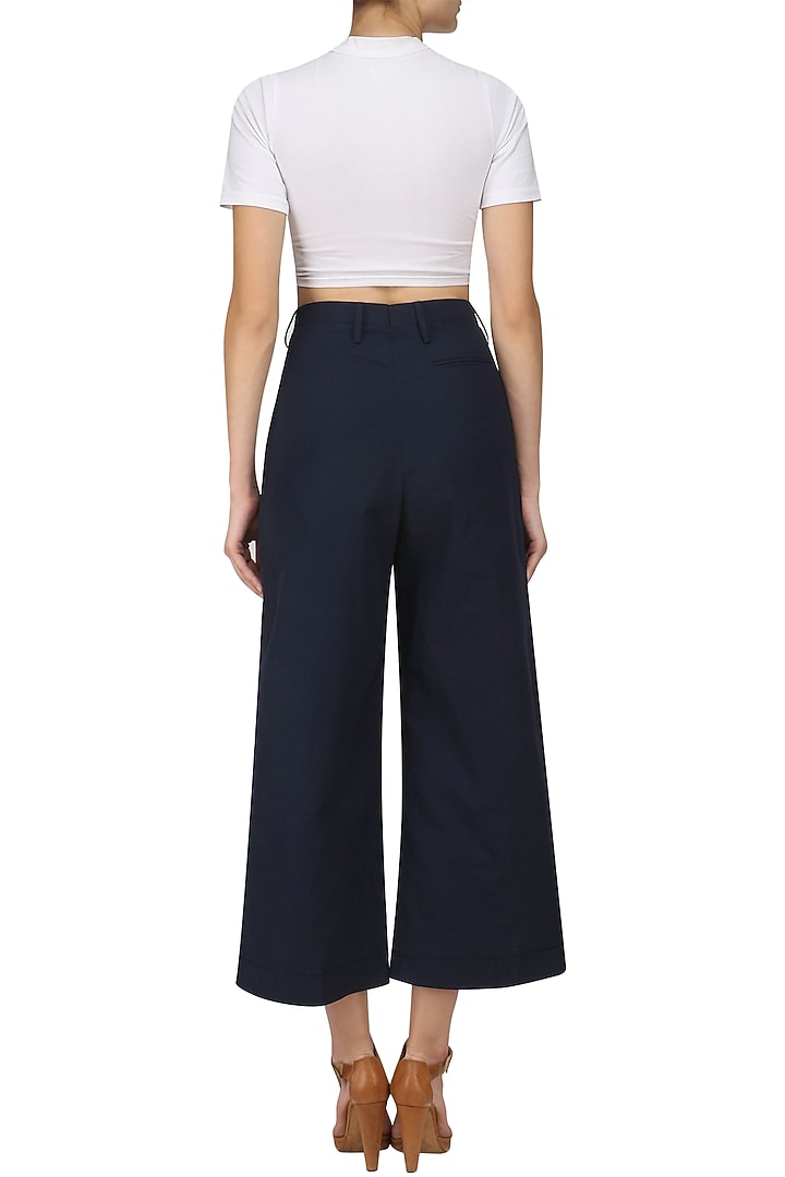 Prussian blue high waisted palazzo pants available only at Pernia's Pop Up Shop.