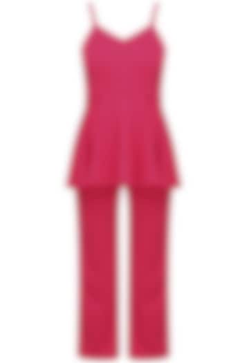 Pink cutout back peplum jumpsuit by Manika Nanda