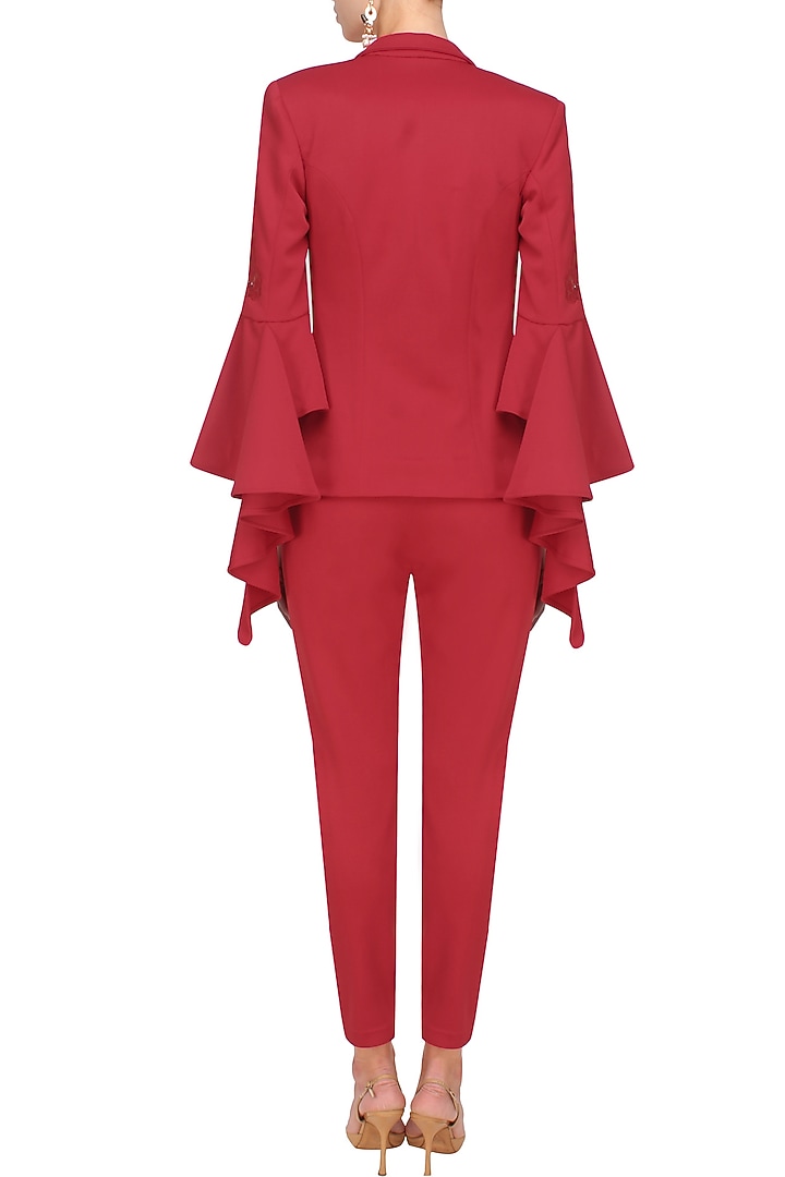 Flaming red cascading sleeves power blaze and pants set available only at Pernia's Pop Up Shop.