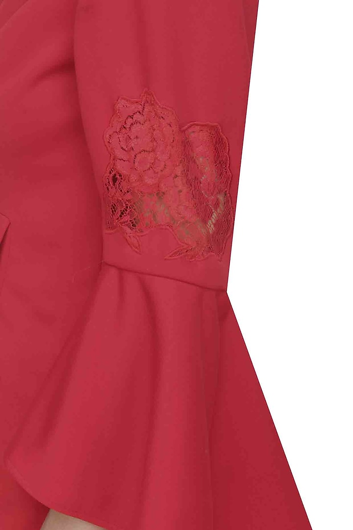 Flaming red cascading sleeves power blaze and pants set available only at Pernia's Pop Up Shop.