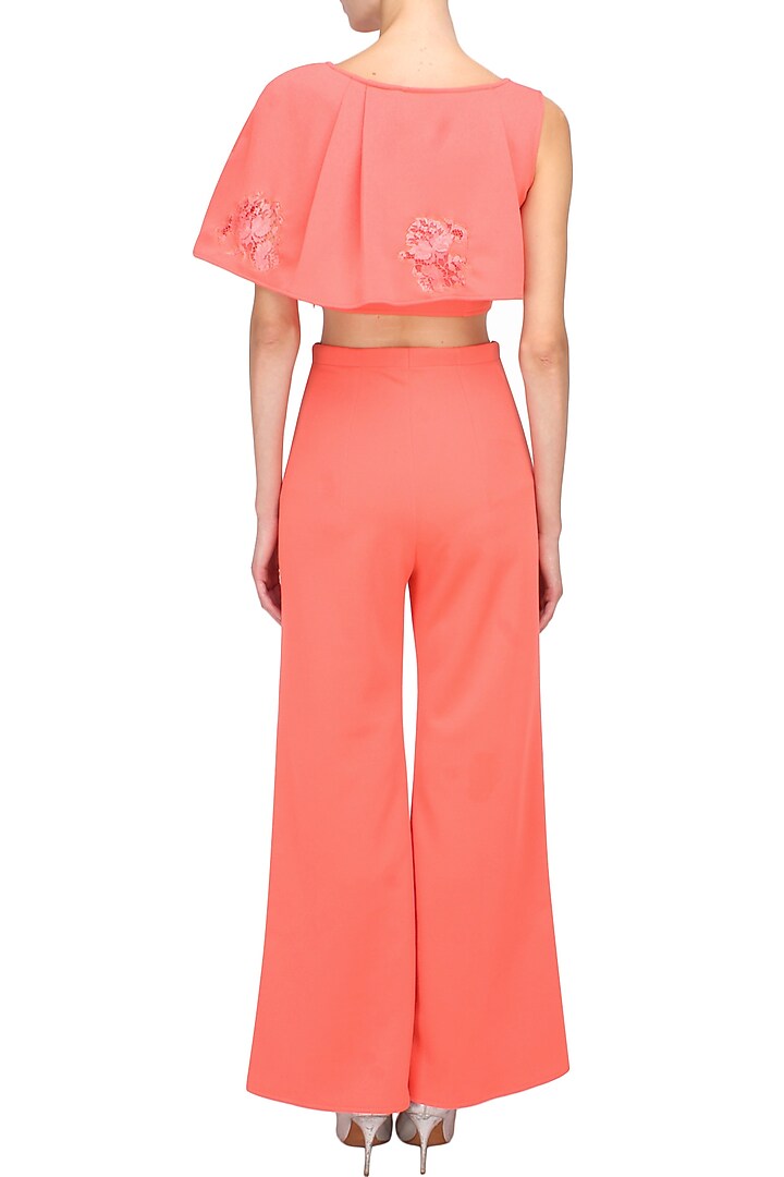 Peach amber overaly crop top and flared pants set available only at Pernia's Pop Up Shop.