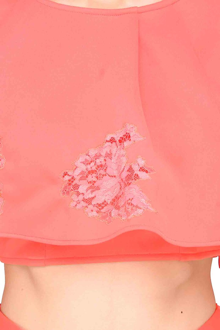 Peach amber overaly crop top and flared pants set available only at Pernia's Pop Up Shop.