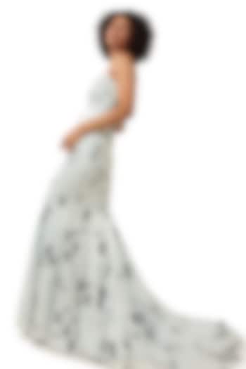 Powder Blue Satin Stone Embellished Off-Shoulder Mermaid Engagement Gown by Modo Caldo at Pernia's Pop Up Shop