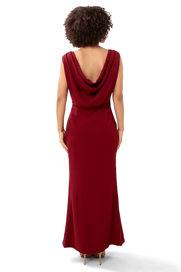 Red Moss Crepe Embellished Maxi Vacation Dress by Modo Caldo at Pernia's Pop Up Shop