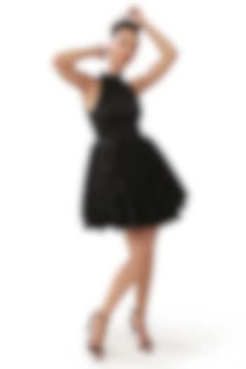 Black Tulle Mesh Mini Bubble Vacation Dress by Modo Caldo at Pernia's Pop Up Shop