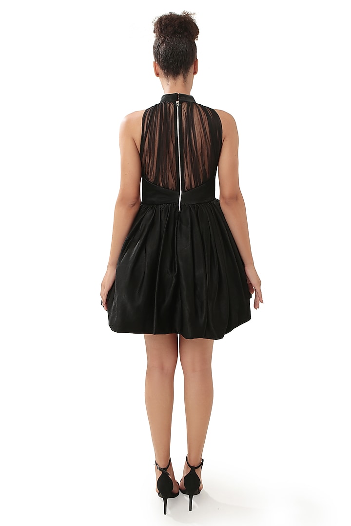 Black Tulle Mesh Mini Bubble Vacation Dress by Modo Caldo at Pernia's Pop Up Shop