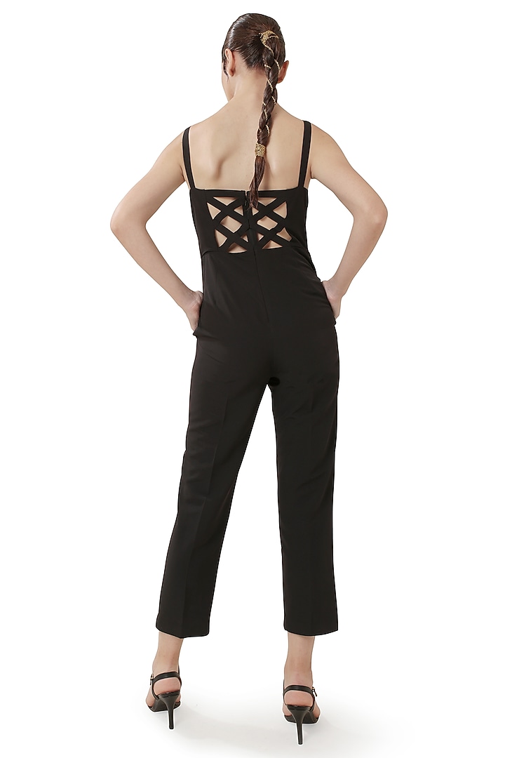 Black Double Georgette Jumpsuit by Modo Caldo at Pernia's Pop Up Shop