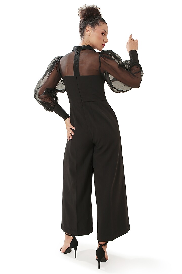 Black Double Georgette Jumpsuit by Modo Caldo at Pernia's Pop Up Shop
