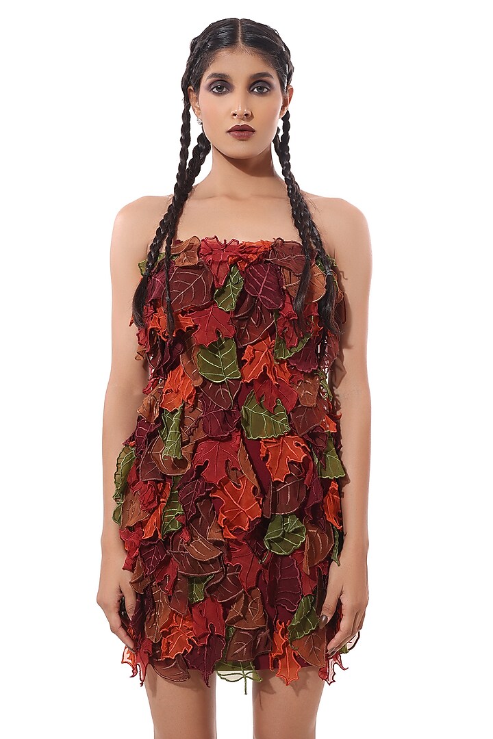 Multi-Colored Moss Crepe Embellished Off-Shoulder Bodycon Cocktail Dress by Modo Caldo at Pernia's Pop Up Shop