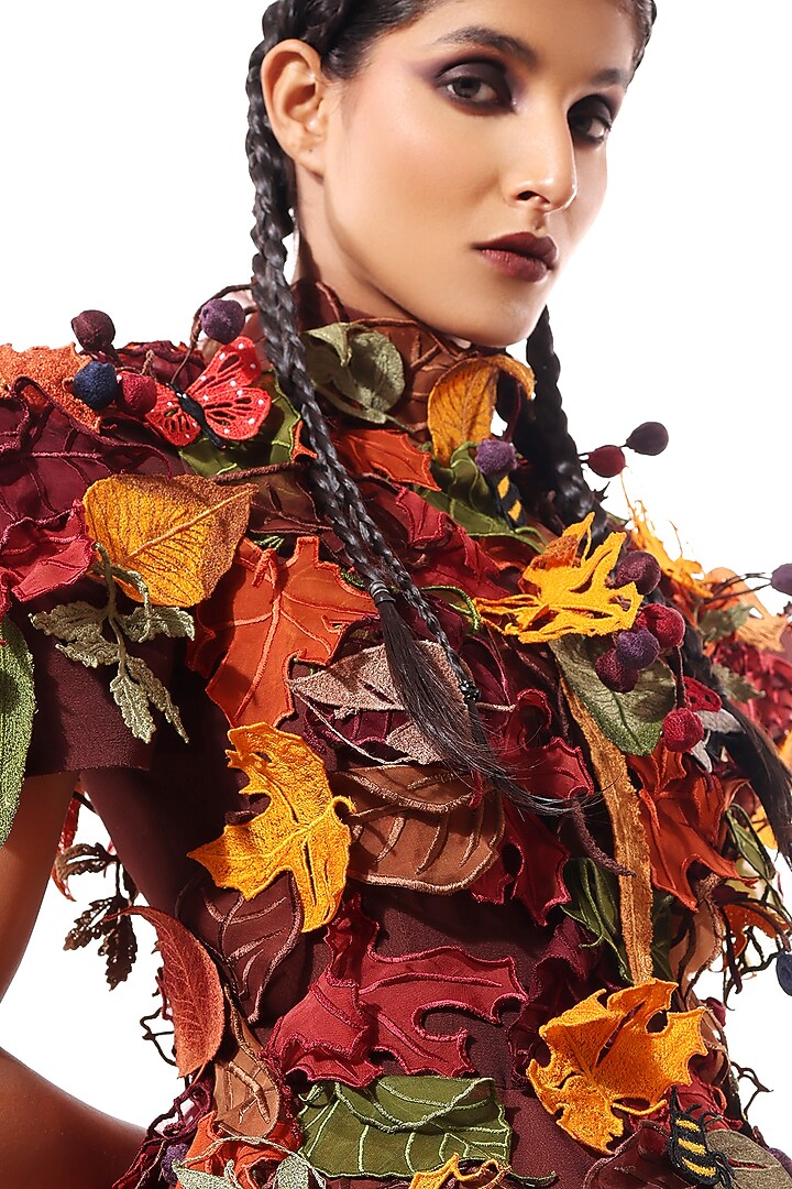 Multi-Colored Moss Crepe Embellished Mini Party Wear Dress by Modo Caldo at Pernia's Pop Up Shop