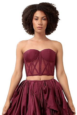 Purple Corel Silk & Tulle Corset by Modo Caldo