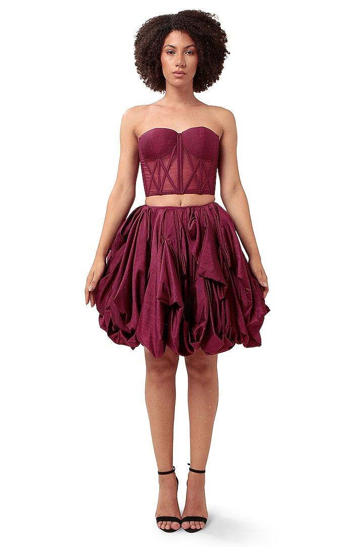 Purple Corel Silk & Tulle Corset by Modo Caldo at Pernia's Pop Up Shop