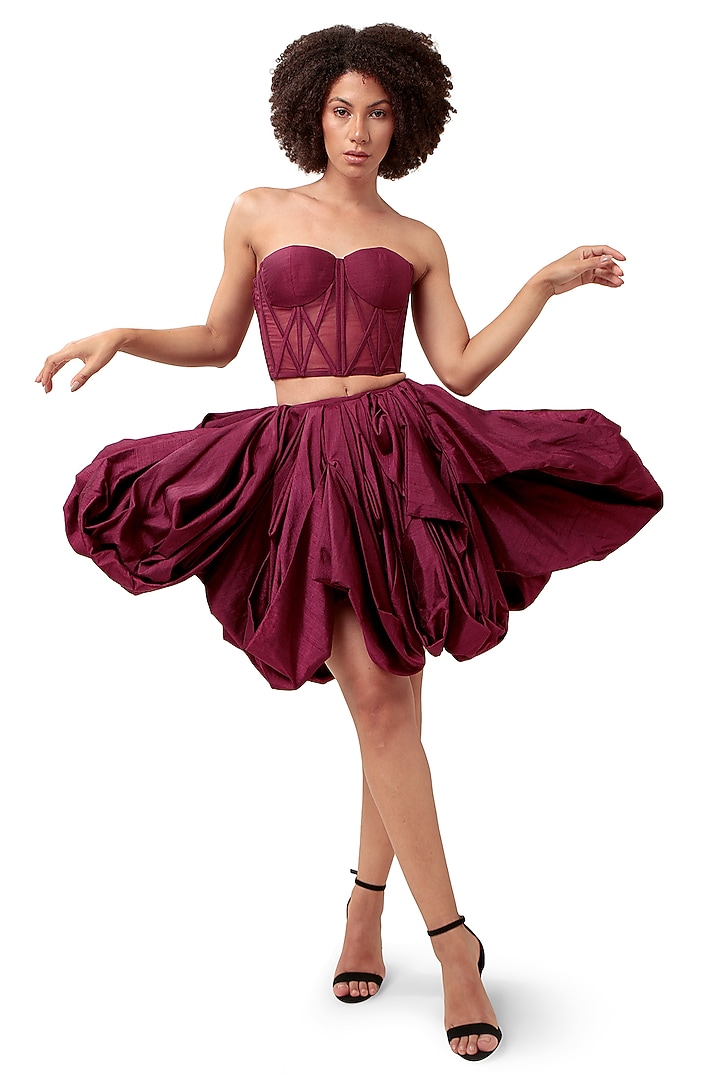 Purple Corel Silk & Tulle Corset by Modo Caldo at Pernia's Pop Up Shop