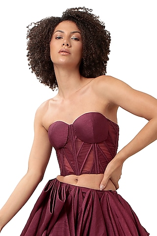 Purple Corel Silk & Tulle Corset by Modo Caldo