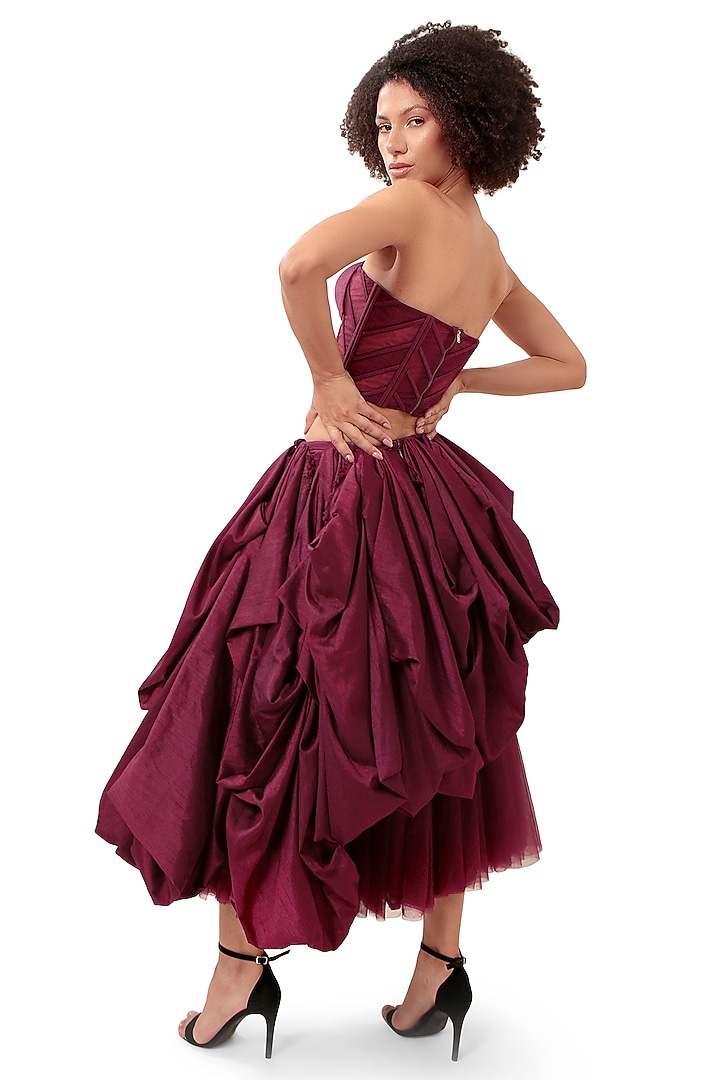 Purple Corel Silk & Tulle Corset by Modo Caldo at Pernia's Pop Up Shop