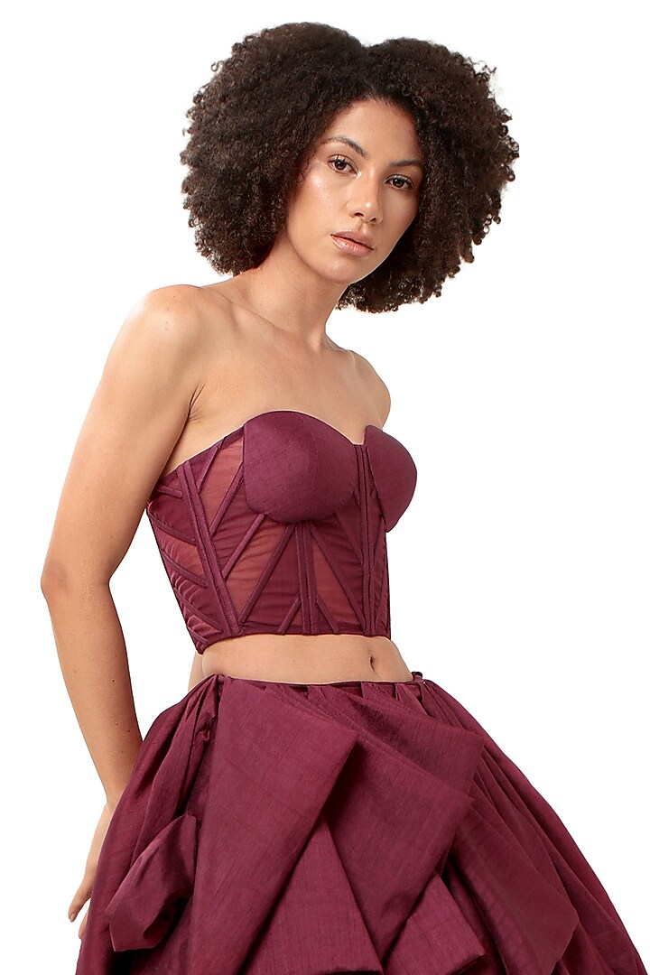 Purple Corel Silk & Tulle Corset by Modo Caldo at Pernia's Pop Up Shop