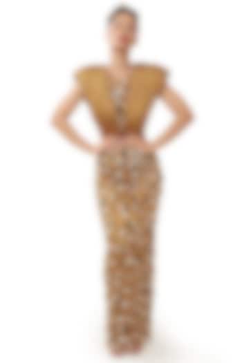 Copper Brown Satin Embellished Bodycon Cocktail Dress by Modo Caldo at Pernia's Pop Up Shop