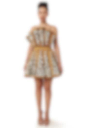 Copper Brown Satin Embellished Mini Party Wear Dress by Modo Caldo at Pernia's Pop Up Shop