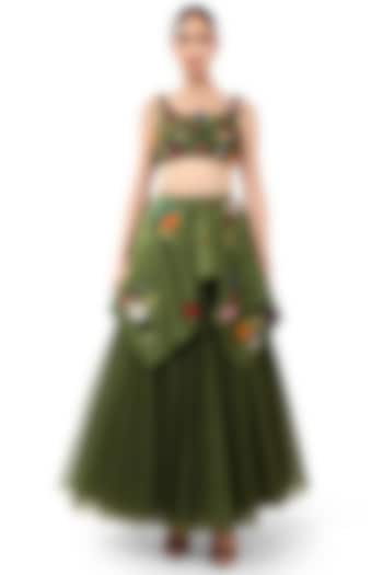 Green Tulle Asymmetrical Layered Maxi Skirt Set by Modo Caldo at Pernia's Pop Up Shop