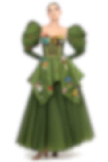 Green Tulle Asymmetrical Layered Maxi Skirt Set by Modo Caldo at Pernia's Pop Up Shop