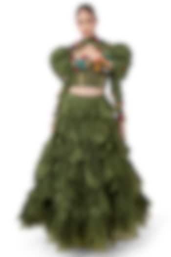 Green Tulle Layered Maxi Skirt Set by Modo Caldo at Pernia's Pop Up Shop