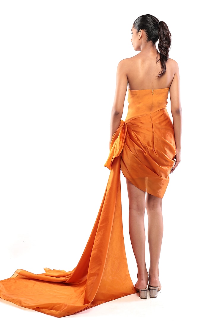 Mustard Yellow Moss Crepe & Satin Organza Off-Shoulder Vacation Dress by Modo Caldo at Pernia's Pop Up Shop