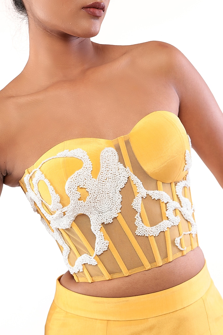 Yellow Natural Crepe Mermaid Skirt Set by Modo Caldo at Pernia's Pop Up Shop